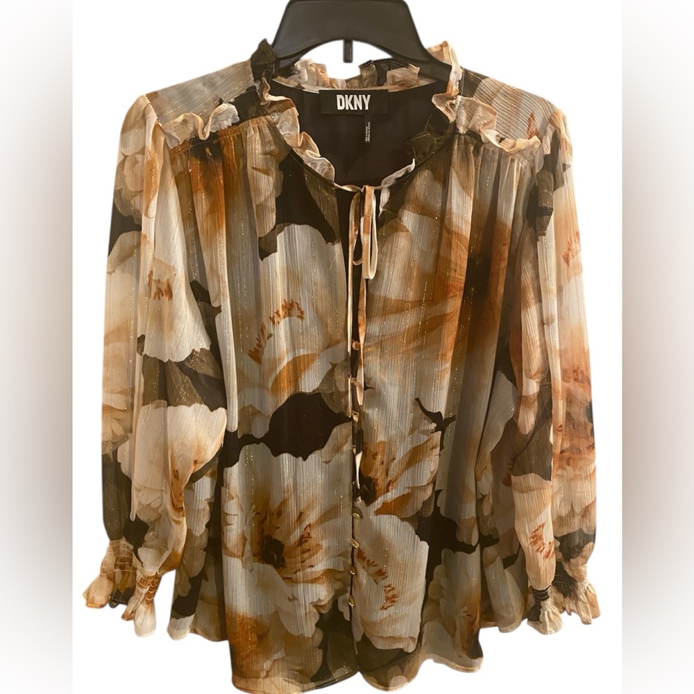 DKNY Women's Floral Blouse 
Size 2XL
